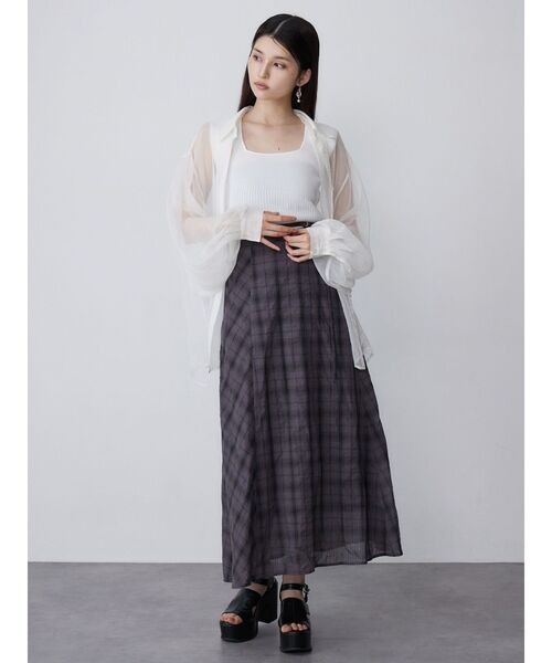 MURUA（ムルーア）の「【WEB限定】チェックフレアスカート（スカート・レディース・ブラック/グレー/グリーン・FREE）」の13枚目の写真