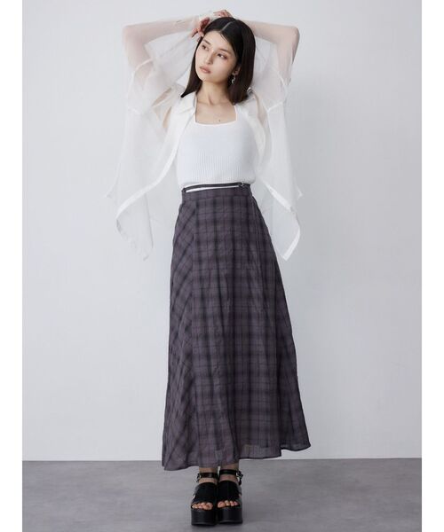 MURUA（ムルーア）の「【WEB限定】チェックフレアスカート（スカート・レディース・ブラック/グレー/グリーン・FREE）」の14枚目の写真