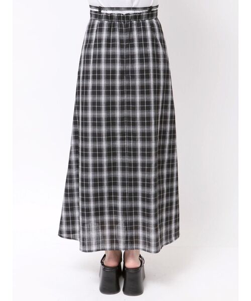 MURUA（ムルーア）の「【WEB限定】チェックフレアスカート（スカート・レディース・ブラック/グレー/グリーン・FREE）」の7枚目の写真