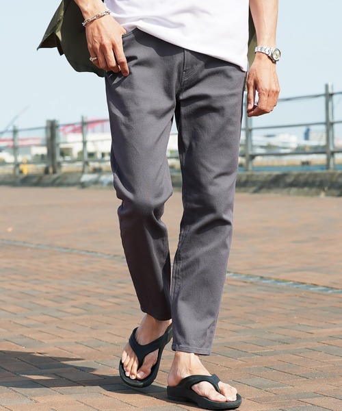 jiggys shop（ジギーズショップ）の「ストレッチ スリム テーパード アンクルパンツ（チノパンツ・メンズ・ライトグレー/ブラック/ホワイト/チャコールグレー/ベージュ/ネイビー/ブラウン/アイボリー/グレー系その他/カーキ・SMALL/MEDIUM/LARGE/X-LARGE）」の4枚目の写真