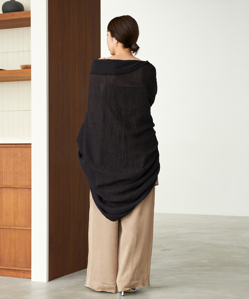 plage(プラージュ)の「《追加》LES ATELIERS FRANCAIS DE CONFECTION 別注 PAREO スカーフ(ストール/ショール・レディース・ブラック/アイボリー・FREE)」の7枚目の写真