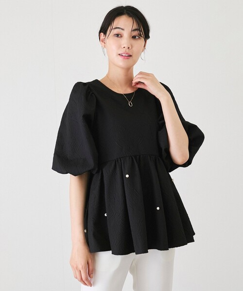 Jayro（ジャイロ）の「パール装飾ペプラムブラウス（シャツ/ブラウス・レディース・ホワイト系その他/ブラック・M）」の19枚目の写真