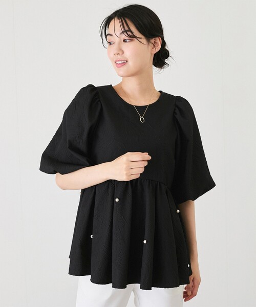 Jayro（ジャイロ）の「パール装飾ペプラムブラウス（シャツ/ブラウス・レディース・ホワイト系その他/ブラック・M）」の18枚目の写真