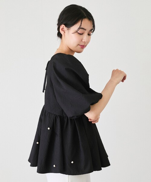 Jayro（ジャイロ）の「パール装飾ペプラムブラウス（シャツ/ブラウス・レディース・ホワイト系その他/ブラック・M）」の17枚目の写真