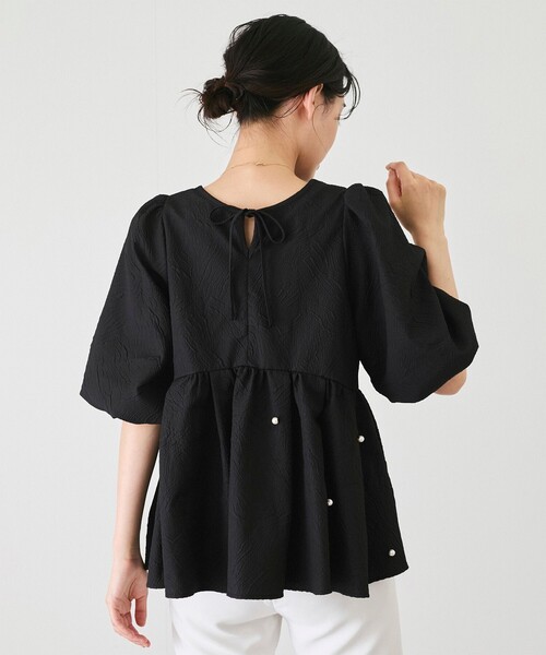 Jayro（ジャイロ）の「パール装飾ペプラムブラウス（シャツ/ブラウス・レディース・ホワイト系その他/ブラック・M）」の16枚目の写真