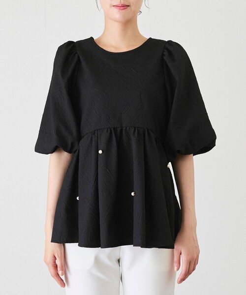 Jayro（ジャイロ）の「パール装飾ペプラムブラウス（シャツ/ブラウス・レディース・ホワイト系その他/ブラック・M）」の9枚目の写真