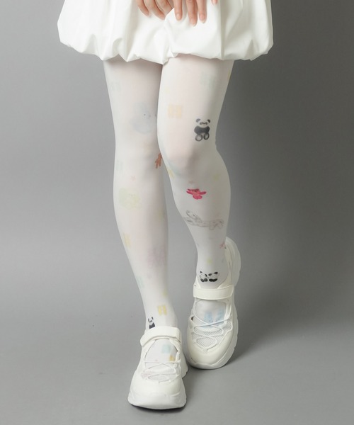 SPINNS（スピンズ）の「シアータイツ/ミニアニマル/ウィッシュコア（タイツ/ストッキング・レディース・ホワイト・ONESIZE）」の5枚目の写真