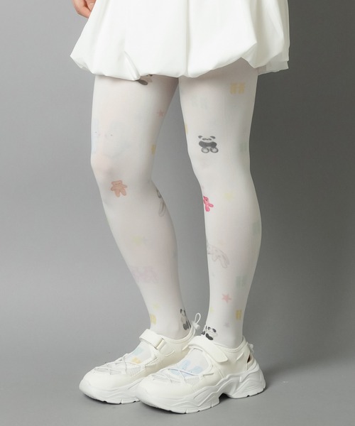 SPINNS（スピンズ）の「シアータイツ/ミニアニマル/ウィッシュコア（タイツ/ストッキング・レディース・ホワイト・ONESIZE）」の6枚目の写真