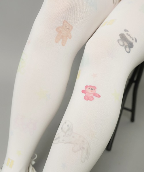 SPINNS（スピンズ）の「シアータイツ/ミニアニマル/ウィッシュコア（タイツ/ストッキング・レディース・ホワイト・ONESIZE）」の10枚目の写真