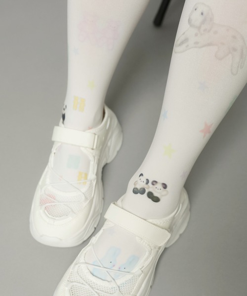 SPINNS（スピンズ）の「シアータイツ/ミニアニマル/ウィッシュコア（タイツ/ストッキング・レディース・ホワイト・ONESIZE）」の12枚目の写真