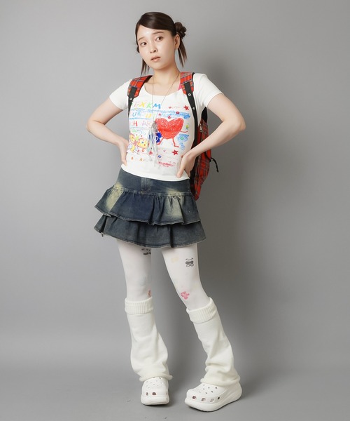 SPINNS（スピンズ）の「シアータイツ/ミニアニマル/ウィッシュコア（タイツ/ストッキング・レディース・ホワイト・ONESIZE）」の2枚目の写真