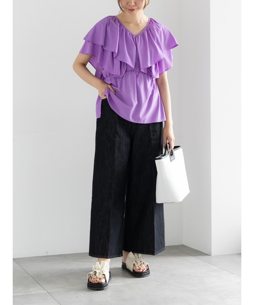 Te chichi（テチチ）の「ハイウエストワイドフレアデニム（デニムパンツ・レディース・ブラック/インディゴブルー・マルチサイズ）」の11枚目の写真