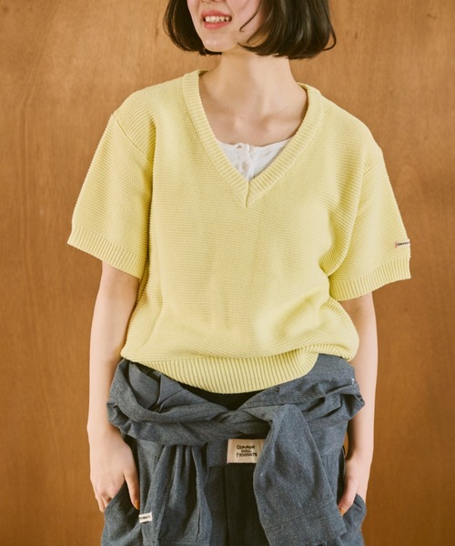 common gull products.(コモンガルプロダクツ)の「嗜む半袖ニット(ニット/セーター・レディース・レッド/杢グレー/イエロー・SMALL/MEDIUM/LARGE)」の3枚目の写真