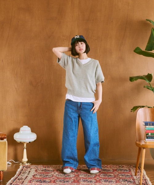 common gull products.(コモンガルプロダクツ)の「嗜む半袖ニット(ニット/セーター・レディース・レッド/杢グレー/イエロー・SMALL/MEDIUM/LARGE)」の6枚目の写真