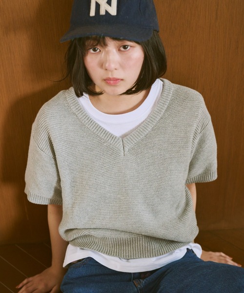 common gull products.(コモンガルプロダクツ)の「嗜む半袖ニット(ニット/セーター・レディース・レッド/杢グレー/イエロー・SMALL/MEDIUM/LARGE)」の13枚目の写真