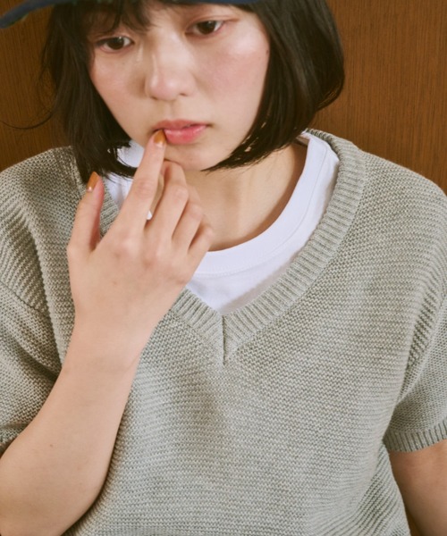 common gull products.(コモンガルプロダクツ)の「嗜む半袖ニット(ニット/セーター・レディース・レッド/杢グレー/イエロー・SMALL/MEDIUM/LARGE)」の14枚目の写真