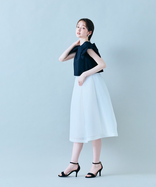 Audie a Muses(オーディアミューズ)の「リボンスリーブワンピース(ワンピース・レディース・ブラック/オフホワイト・38/40/42)」の6枚目の写真