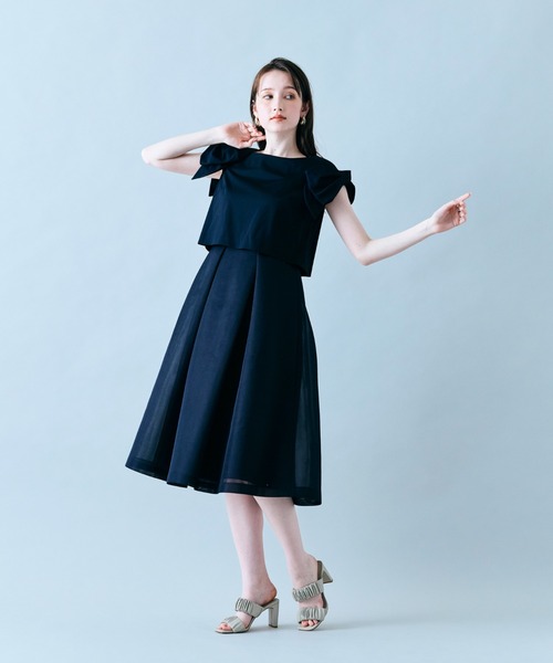 Audie a Muses(オーディアミューズ)の「リボンスリーブワンピース(ワンピース・レディース・ブラック/オフホワイト・38/40/42)」の18枚目の写真