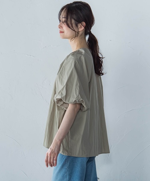 LAUTREAMONT(ロートレアモン)の「【一部店舗限定販売】ワッシャーボリュームスリーブブラウス≪手洗い可能≫(シャツ/ブラウス・レディース・ブラック/カーキ/ブルー・9号)」の3枚目の写真