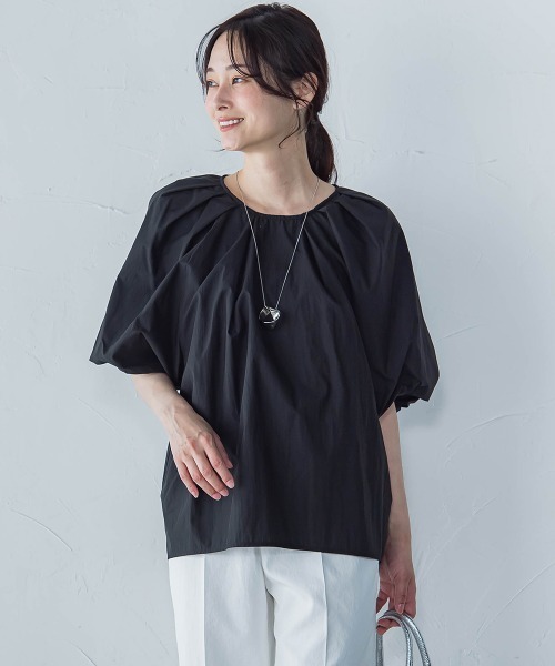 LAUTREAMONT(ロートレアモン)の「【一部店舗限定販売】ワッシャーボリュームスリーブブラウス≪手洗い可能≫(シャツ/ブラウス・レディース・ブラック/カーキ/ブルー・9号)」の2枚目の写真