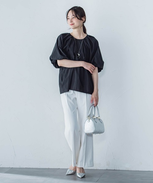 【一部店舗限定販売】ワッシャーボリュームスリーブブラウス≪手洗い可能≫ セール】【WEB限定】〈手洗い可能〉ボリュームスリーブデザイン