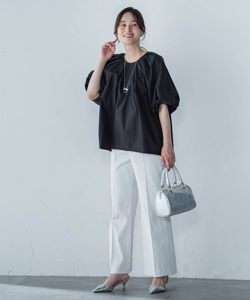 LAUTREAMONT(ロートレアモン)の「【一部店舗限定販売】ワッシャーボリュームスリーブブラウス≪手洗い可能≫(シャツ/ブラウス・レディース・ブラック/カーキ/ブルー・9号)」の7枚目の写真