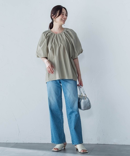 LAUTREAMONT(ロートレアモン)の「【一部店舗限定販売】ワッシャーボリュームスリーブブラウス≪手洗い可能≫(シャツ/ブラウス・レディース・ブラック/カーキ/ブルー・9号)」の13枚目の写真