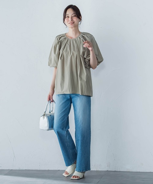 LAUTREAMONT(ロートレアモン)の「【一部店舗限定販売】ワッシャーボリュームスリーブブラウス≪手洗い可能≫(シャツ/ブラウス・レディース・ブラック/カーキ/ブルー・9号)」の14枚目の写真