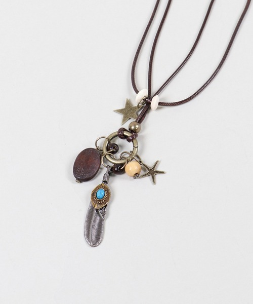 紐ネックレス/羽根/NEO森ガール/フェアリーグランジ（ネックレス