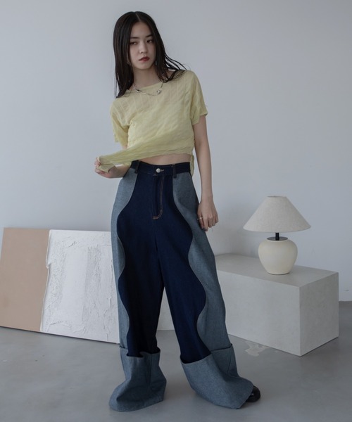 VACANCY（ヴァカンシー）の「フクレストライプシアートップス（Tシャツ/カットソー・レディース・ホワイト/チャコールグレー/ライトグリーン・FREE）」の21枚目の写真