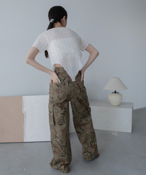VACANCY（ヴァカンシー）の「フクレストライプシアートップス（Tシャツ/カットソー・レディース・ホワイト/チャコールグレー/ライトグリーン・FREE）」の14枚目の写真