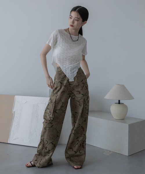VACANCY（ヴァカンシー）の「フクレストライプシアートップス（Tシャツ/カットソー・レディース・ホワイト/チャコールグレー/ライトグリーン・FREE）」の13枚目の写真