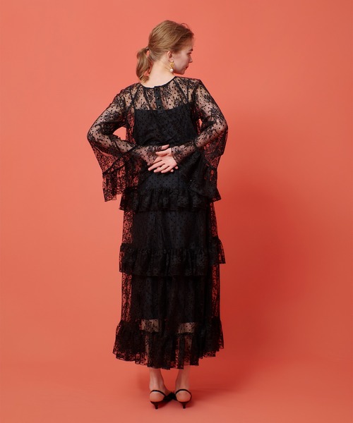 LOULOU WILLOUGHBY】フロッキードットレースワンピース（ワンピース