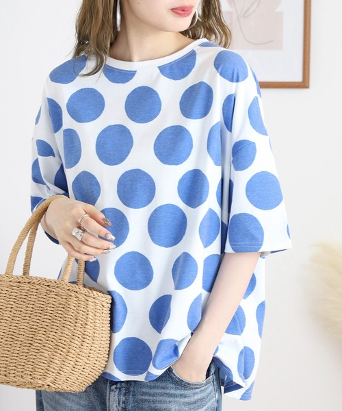 BARNDOOR(バーンドア)の「20天竺ドルマン前Pt半袖Tシャツ(Tシャツ/カットソー・レディース・チャコール/ブルー系1/ホワイト/ブルー系2/ブラック系2/ホワイト系1・FREE)」の6枚目の写真