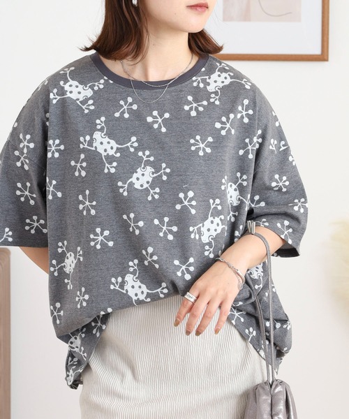 BARNDOOR(バーンドア)の「20天竺ドルマン前Pt半袖Tシャツ(Tシャツ/カットソー・レディース・チャコール/ブルー系1/ホワイト/ブルー系2/ブラック系2/ホワイト系1・FREE)」の4枚目の写真