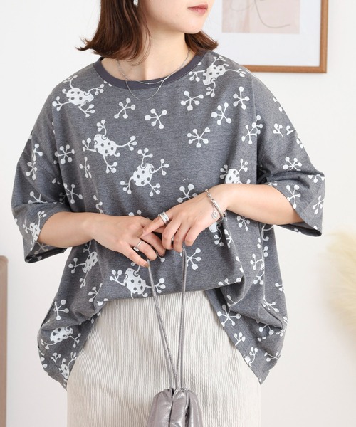 BARNDOOR(バーンドア)の「20天竺ドルマン前Pt半袖Tシャツ(Tシャツ/カットソー・レディース・チャコール/ブルー系1/ホワイト/ブルー系2/ブラック系2/ホワイト系1・FREE)」の16枚目の写真