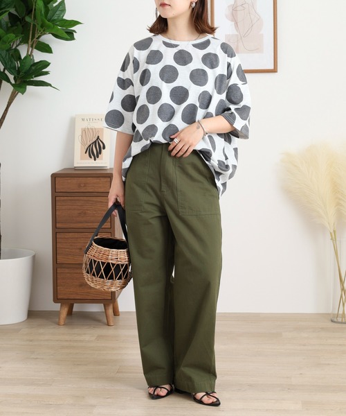 BARNDOOR(バーンドア)の「20天竺ドルマン前Pt半袖Tシャツ(Tシャツ/カットソー・レディース・チャコール/ブルー系1/ホワイト/ブルー系2/ブラック系2/ホワイト系1・FREE)」の14枚目の写真