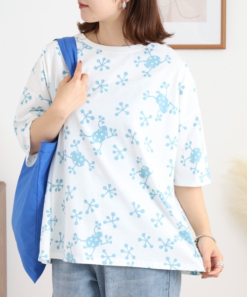 BARNDOOR(バーンドア)の「20天竺ドルマン前Pt半袖Tシャツ(Tシャツ/カットソー・レディース・チャコール/ブルー系1/ホワイト/ブルー系2/ブラック系2/ホワイト系1・FREE)」の7枚目の写真