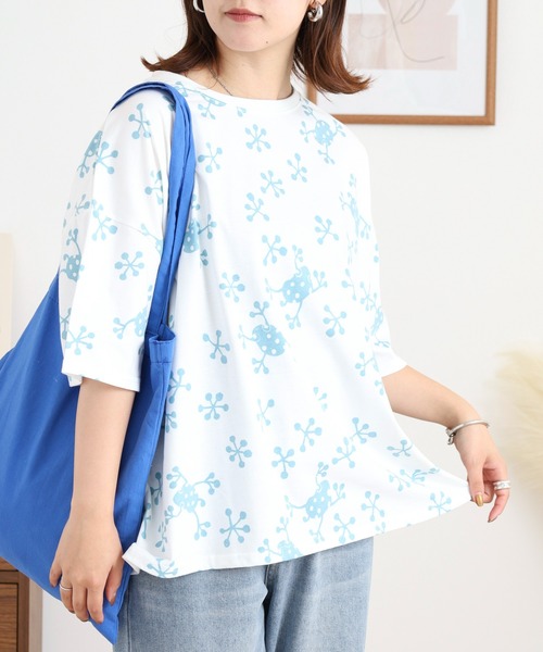 BARNDOOR(バーンドア)の「20天竺ドルマン前Pt半袖Tシャツ(Tシャツ/カットソー・レディース・チャコール/ブルー系1/ホワイト/ブルー系2/ブラック系2/ホワイト系1・FREE)」の9枚目の写真