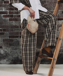 DOUBLE STANDARD CLOTHING | ハイカウントコットン チェックワイドパンツ(その他パンツ)