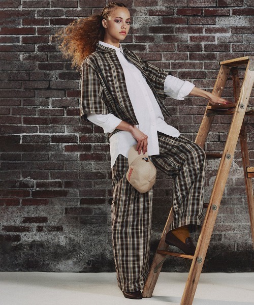 DOUBLE STANDARD CLOTHING（ダブルスタンダードクロージング）の「ハイカウントコットン チェックワイドパンツ（その他パンツ・レディース・チェック・38/36）」の2枚目の写真