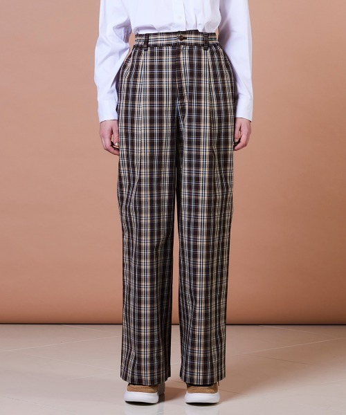 DOUBLE STANDARD CLOTHING（ダブルスタンダードクロージング）の「ハイカウントコットン チェックワイドパンツ（その他パンツ・レディース・チェック・38/36）」の3枚目の写真