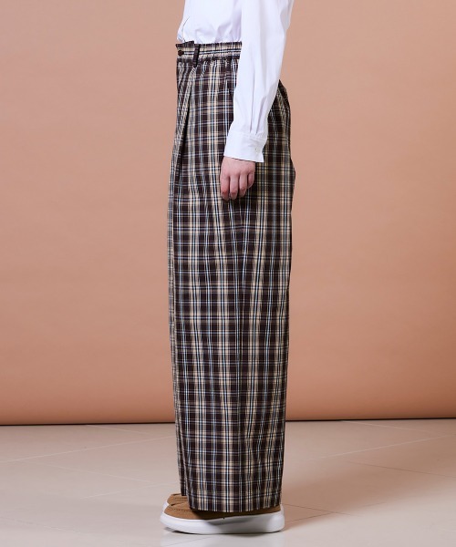 DOUBLE STANDARD CLOTHING（ダブルスタンダードクロージング）の「ハイカウントコットン チェックワイドパンツ（その他パンツ・レディース・チェック・38/36）」の4枚目の写真