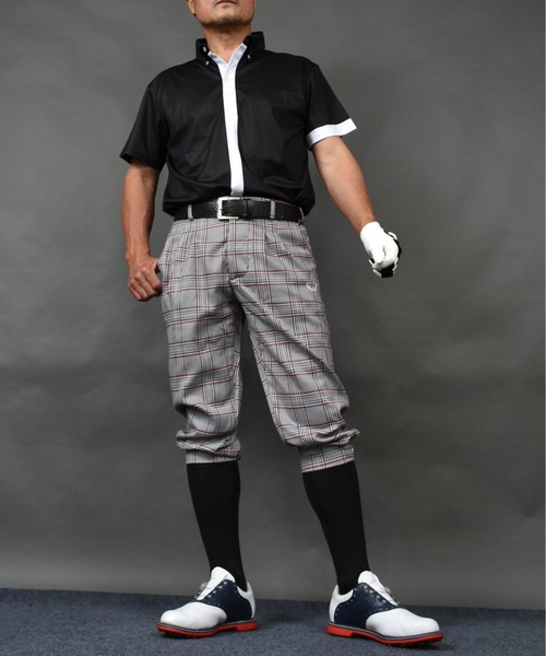 p COMON GOLF ニッカボッカーズパンツ Lサイズ グレーチェック ニッカボッカーズ用 メンズゴルフ ニーハイソックス（ソックス