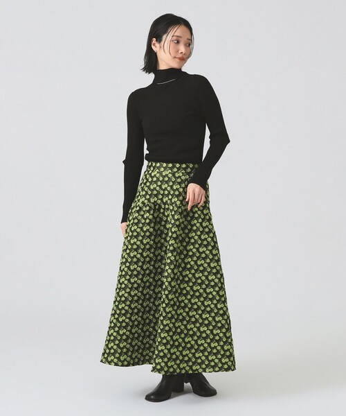 Ray BEAMS（レイビームス）の「フラワー ジャカード フレア スカート（スカート・レディース・ブラック/グリーン系その他2・1/0）」の8枚目の写真