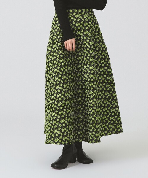 Ray BEAMS（レイビームス）の「フラワー ジャカード フレア スカート（スカート・レディース・ブラック/グリーン系その他2・1/0）」の9枚目の写真