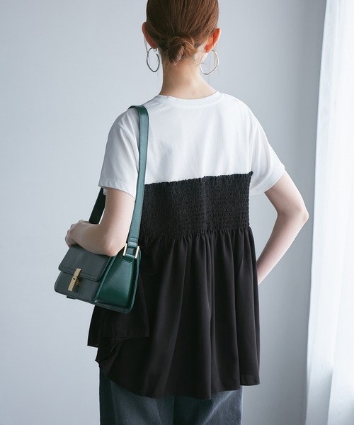 ROPE' PICNIC（ロペピクニック）の「シャーリングビスチェ風ドッキングカットソー（Tシャツ/カットソー・レディース・ホワイト/ブラック系その他/ベージュ系その他・38）」の9枚目の写真