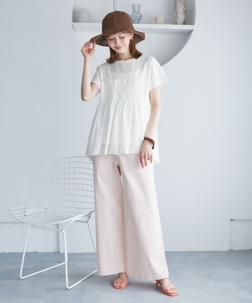 ROPE' PICNIC（ロペピクニック）の「シャーリングビスチェ風ドッキングカットソー（Tシャツ/カットソー・レディース・ホワイト/ブラック系その他/ベージュ系その他・38）」の11枚目の写真