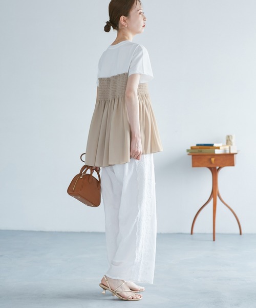 ROPE' PICNIC（ロペピクニック）の「シャーリングビスチェ風ドッキングカットソー（Tシャツ/カットソー・レディース・ホワイト/ブラック系その他/ベージュ系その他・38）」の17枚目の写真