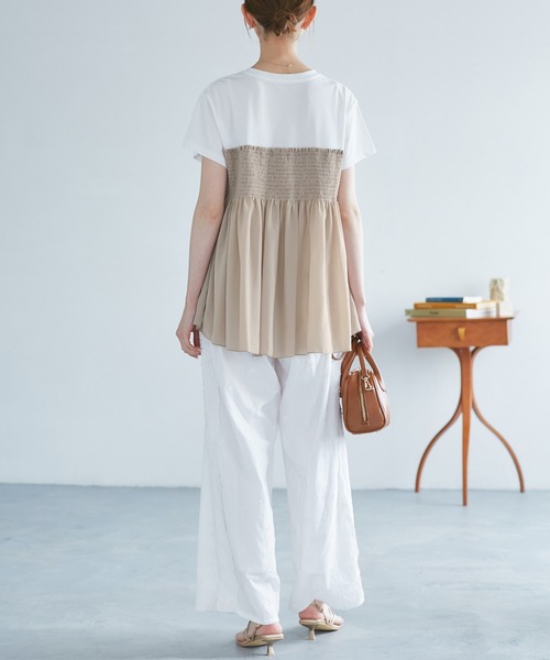 ROPE' PICNIC（ロペピクニック）の「シャーリングビスチェ風ドッキングカットソー（Tシャツ/カットソー・レディース・ホワイト/ブラック系その他/ベージュ系その他・38）」の18枚目の写真